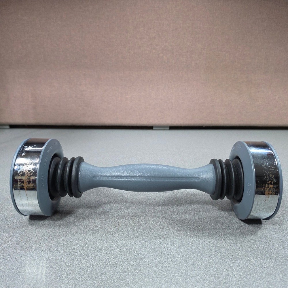 Shake Weight 5 lb Dumbbell Gray Chrome Good Contoured Grip Single‎